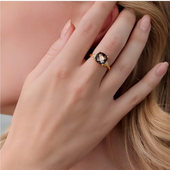 14k Diamond Chocolate Quartz Ring - Picture 4 of 5